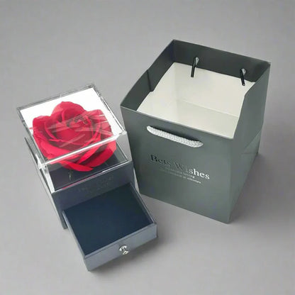 Hollow Zircon Love Necklace With Eternal Flower Gift Box