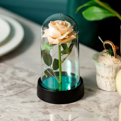 LED Eternal Rose in Glass Dome - Romantic Gift for Home