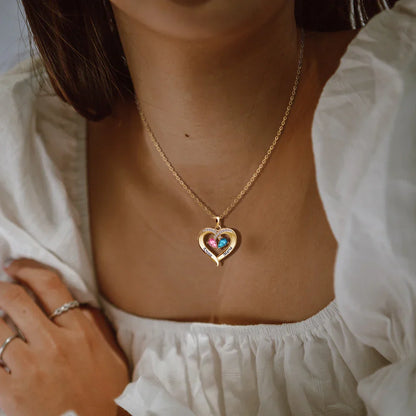 Personalized Heart Name and Birthstone Necklace