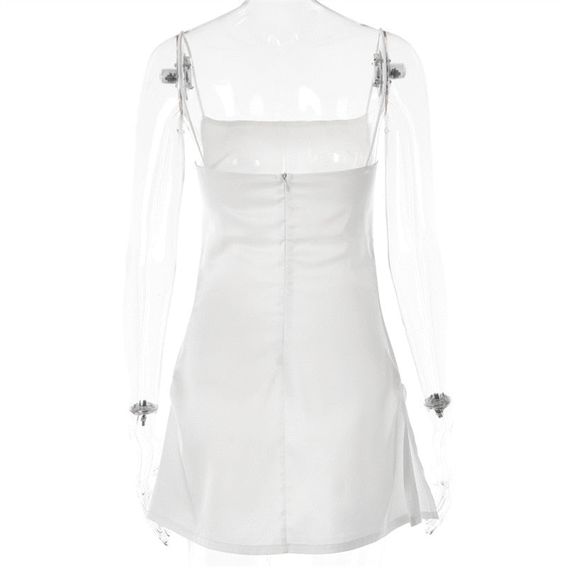Satin Square Neck Strappy Mini Dress