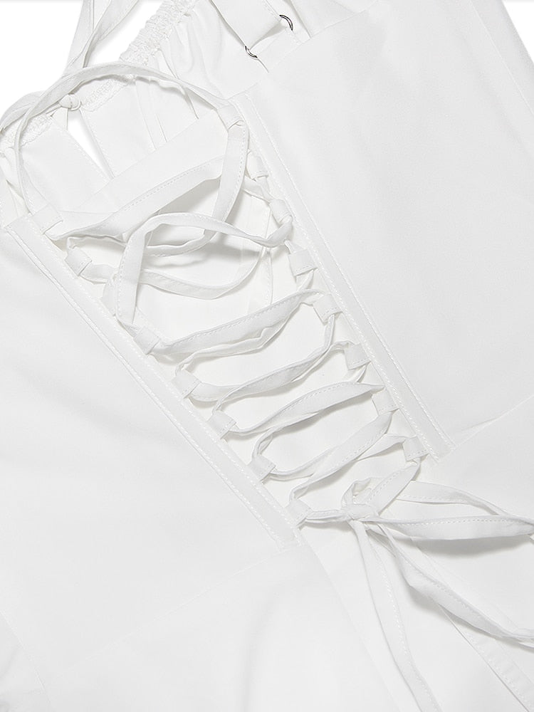 Strappy Corset Back Tie-Up Mini Dress