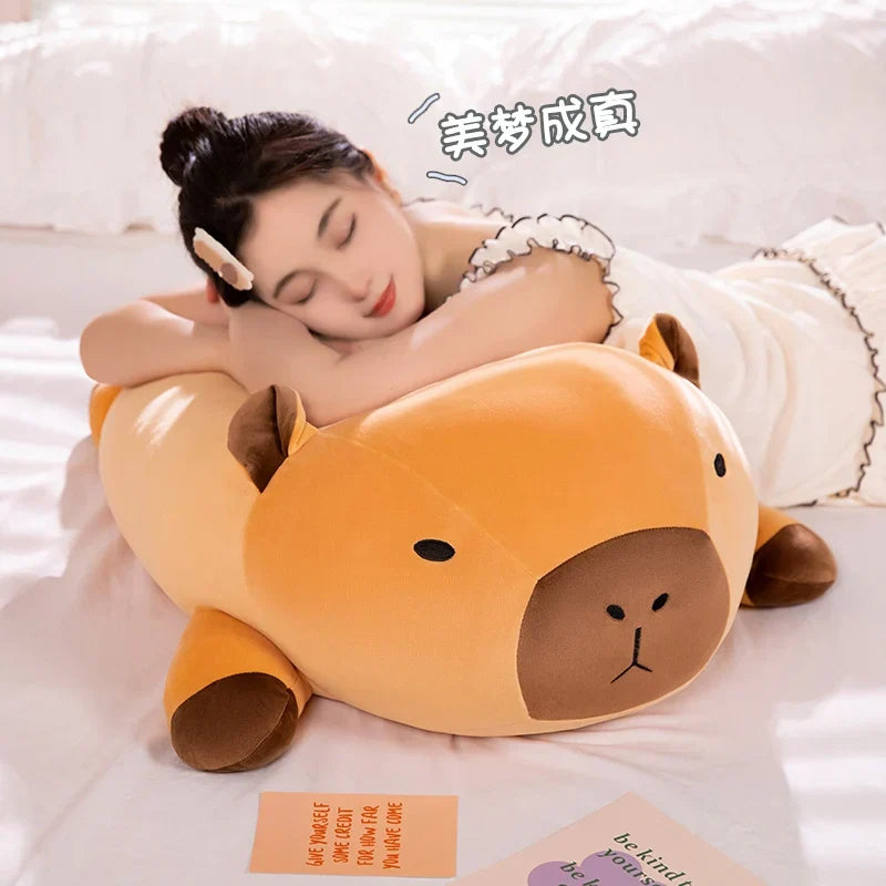 Fatty Long Capybara Plush Pillow - Kawaii Round Aquatic Cartoon Bolster Gift