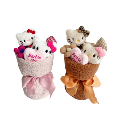 Hello Kitty Plush Toy Flower Bouquet Cute Gift 24cm