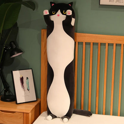 Kawaii Long Cat Plush Doll - Soft Stuffed Animal Pillow for Home Decor