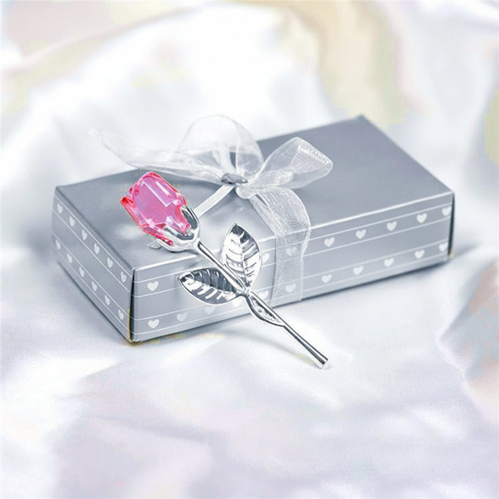 Crystal Glass Rose Figurine for Home and Gift Decor
