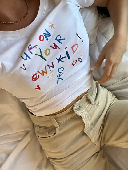 Letter Graphic Print Crop Top