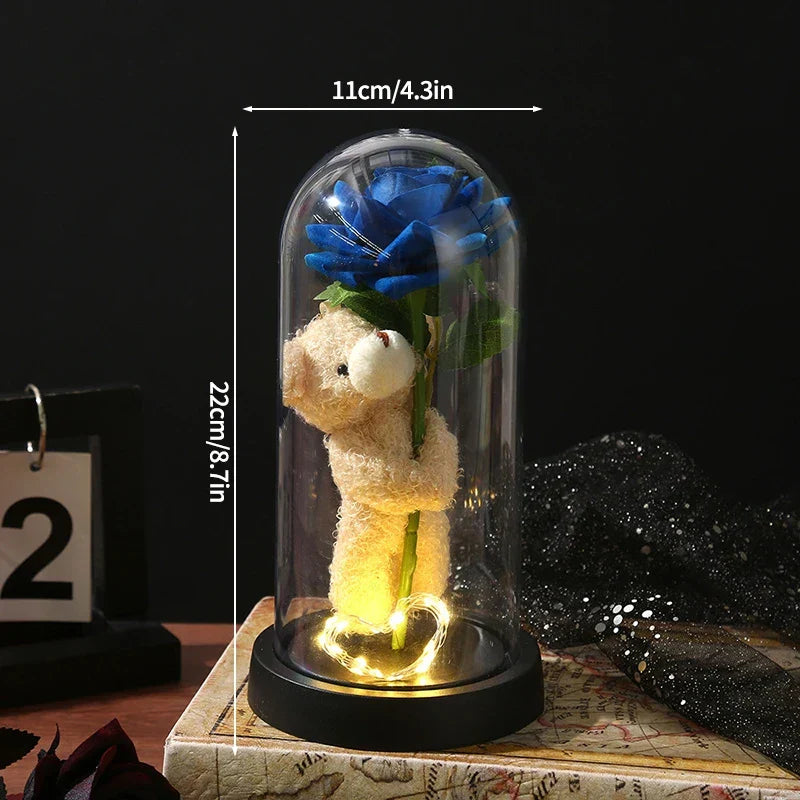 Eternal Rose LED Light with Acrylic Cover Romantic Desktop Flower Decoration