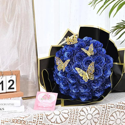 24-Piece Artificial Roses with Golden Butterflies - DIY Home and Wedding Decoration