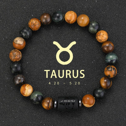 12 Zodiac Natural Stone Beaded Bracelet