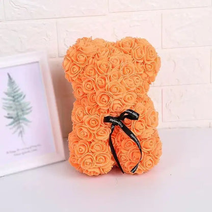 Rose Flower Teddy Bear 25cm Romantic Gift with Box