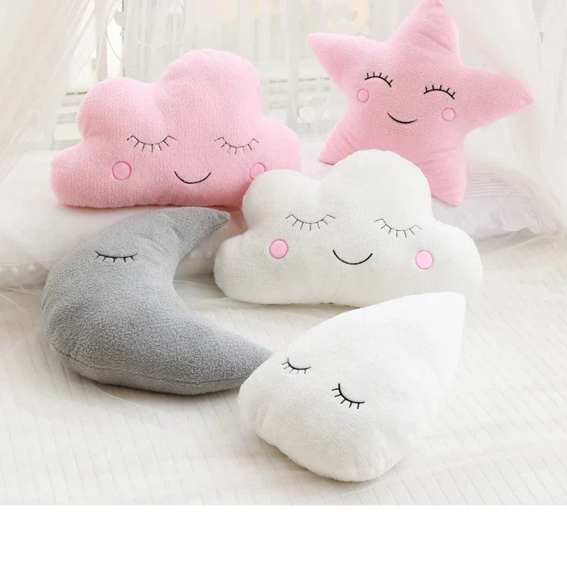 Soft Plush Cloud & Star Raindrop Pillow - Cozy Kids' Room Decor