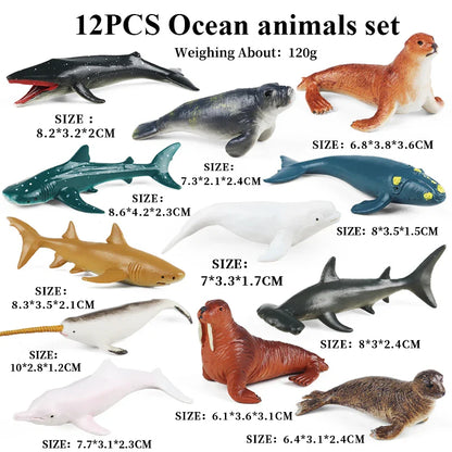Montessori Miniature Lion Shark Horse Dinosaur Animals Model Set Action Figures