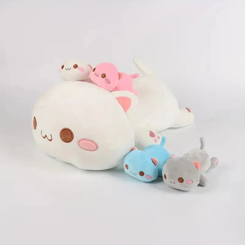 Adorable 47cm Mother Cat with 4 Mini Kittens - Perfect Gift for Kids!