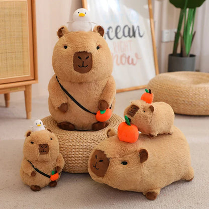 Capybara Plush Toy - Fluffy Fruit-Embracing Doll for Fun Gifts