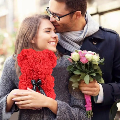 Artificial Rose Teddy Bear Floral Gift
