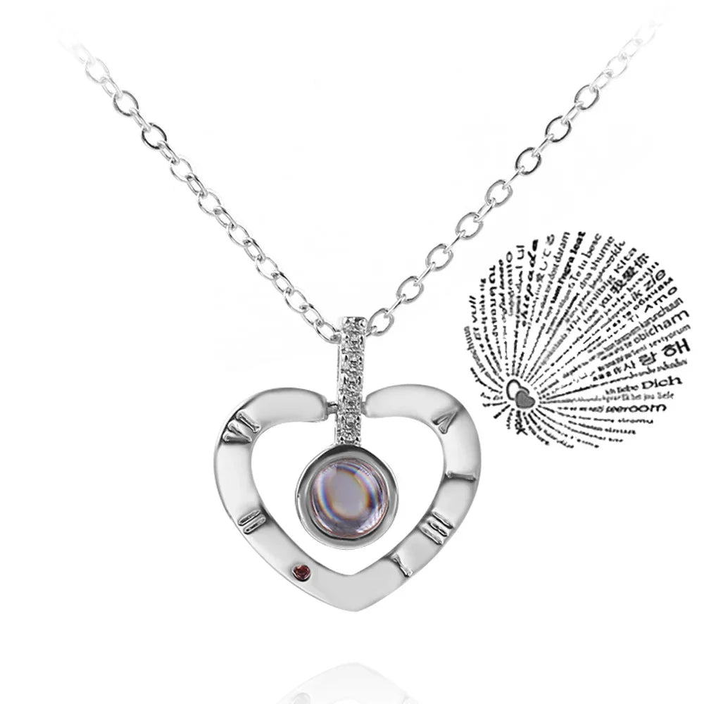 100 Languages Love Projection Heart Necklace