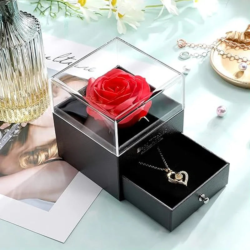 Red Eternal Rose Gift Box for Jewelry and Special Occasions