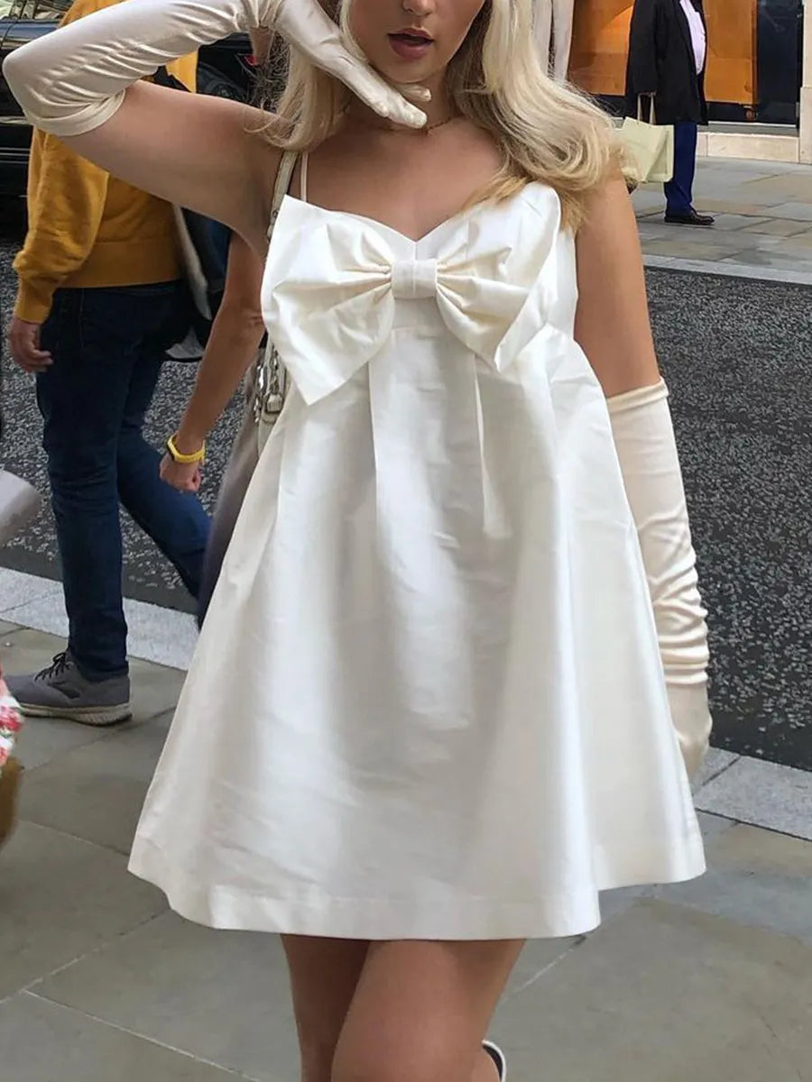 White Cami Bow Mini Dress