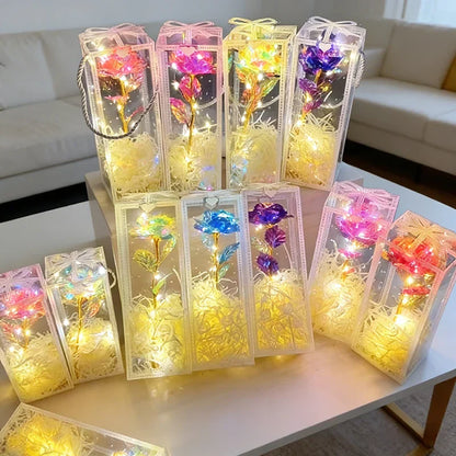 Eternal Rose LED Light with Acrylic Cover Romantic Desktop Flower Decoration
