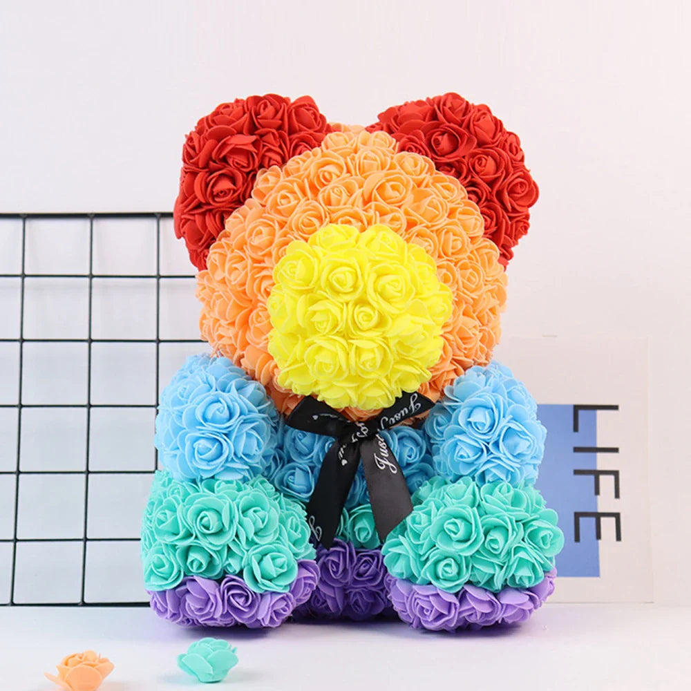 Lighted Rose Flower Teddy Bear 25cm Gift Box Edition