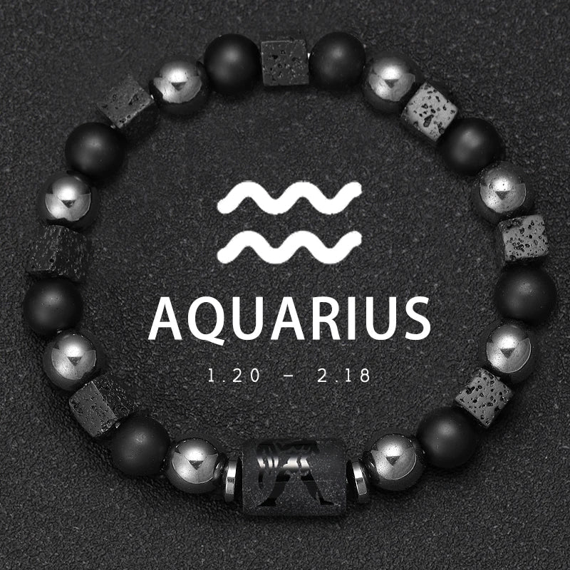 12 Zodiac Natural Stone Beaded Bracelet