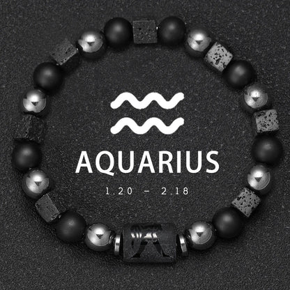 12 Zodiac Natural Stone Beaded Bracelet