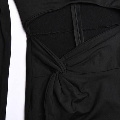 Long Sleeve Cut Out High Split Maxi Dress