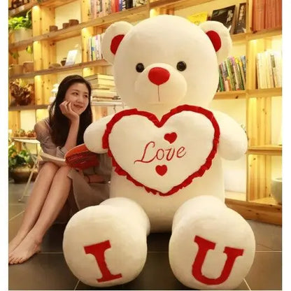 80/100cm I Love You Teddy Bear Plush - Large Soft Stuffed Toy for Kids, Girlfriend, or Valentine's Day