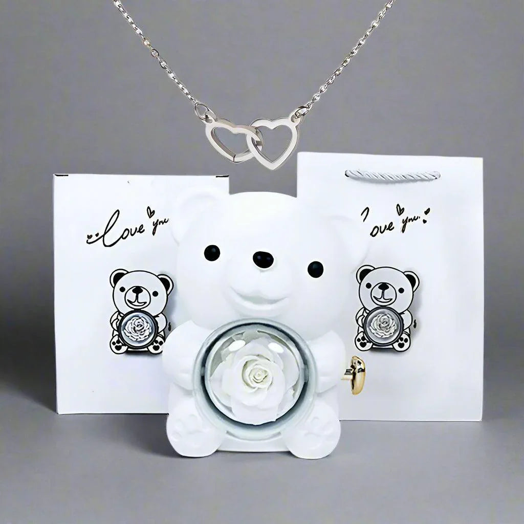 Valentine'S Day Rose Bear Necklace
