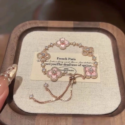 Pink Floral Charm Bracelet