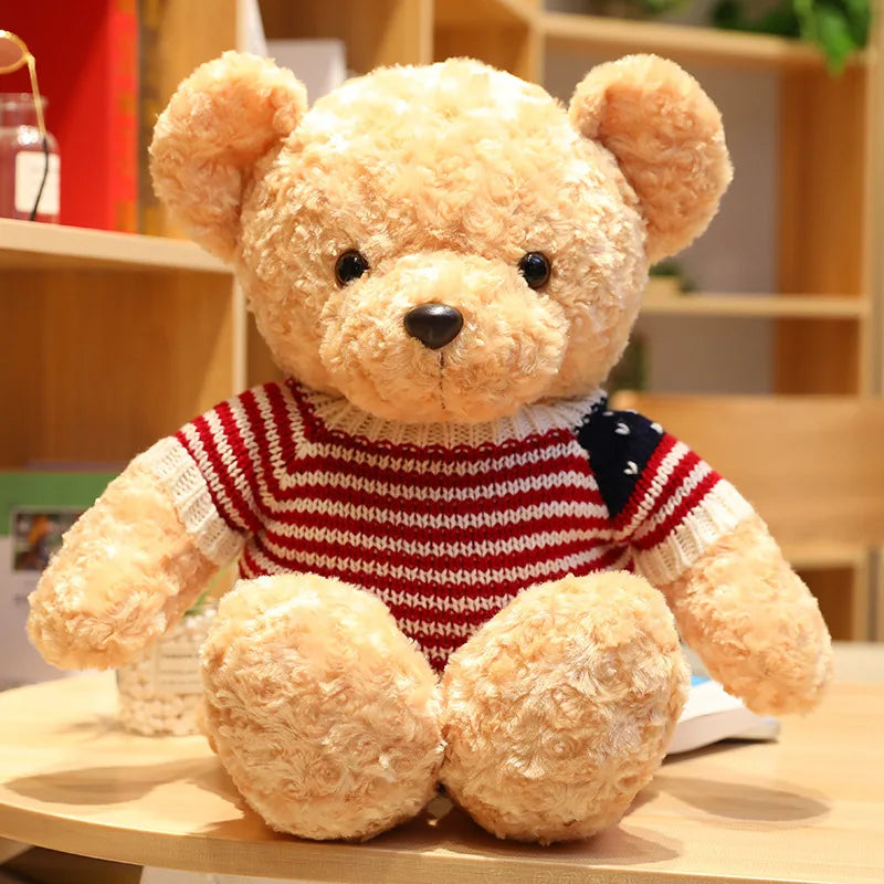 American Sweater Teddy Bear Plush Toy Soft Gift for Kids