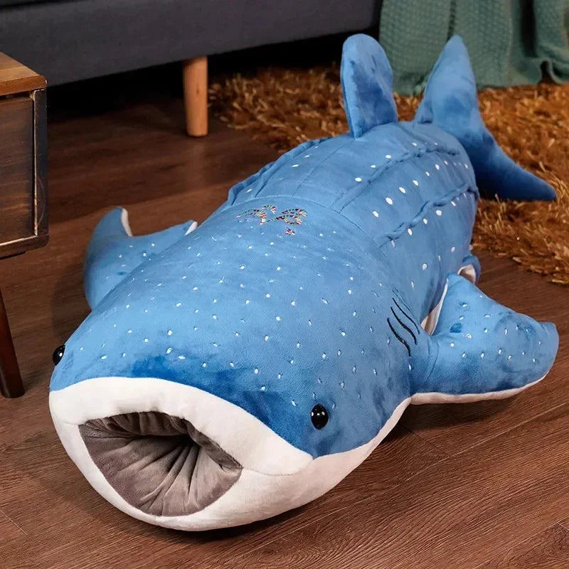 Cartoon Blue Shark Plush Toy - Soft Big Fish Pillow for Kids' Gifts