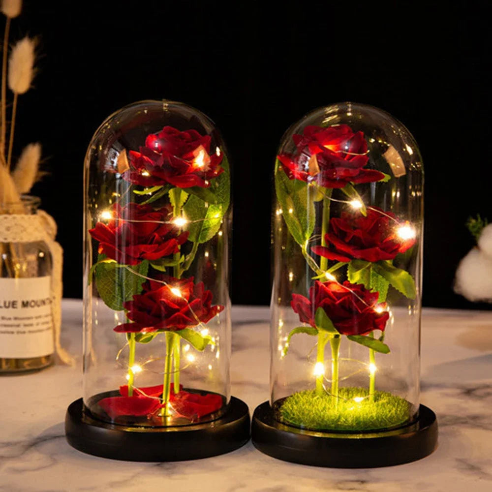 LED Galaxy Three Rose Glass Dome Ornament
