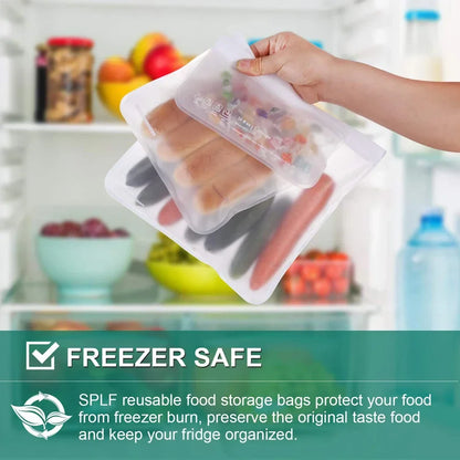 Silicone Food Storage Containers Stand-Up Zip-Shut Bags