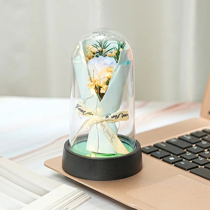 Everlasting Rose LED Glass Dome Bouquet