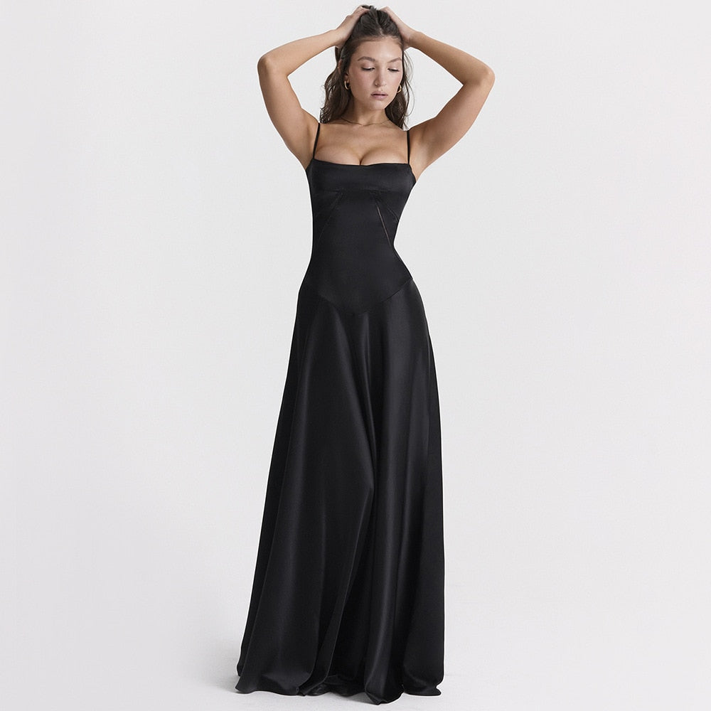 Satin Back Tie-Up Maxi Dress
