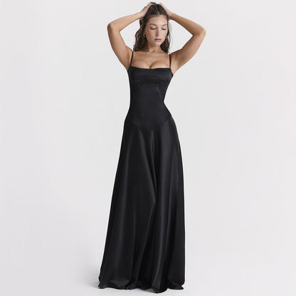 Satin Back Tie-Up Maxi Dress