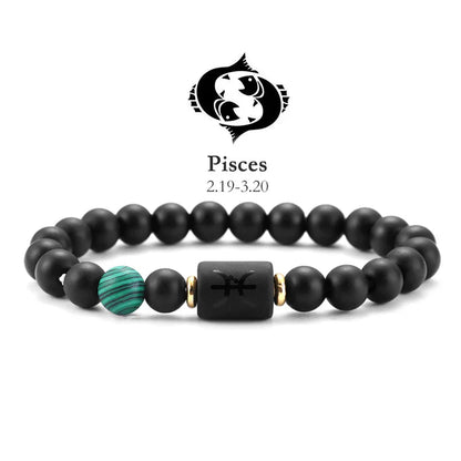 12 Zodiac Natural Stone Beaded Bracelet