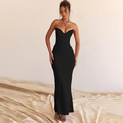 Strapless Sweetheart Neckline Bodycon Maxi Dress