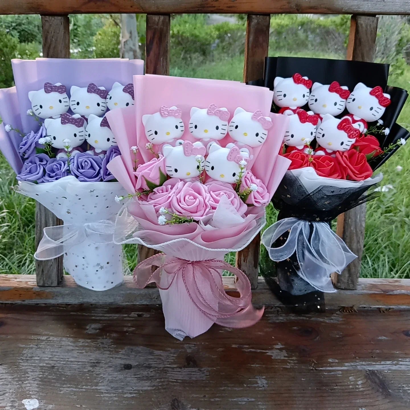 Cute Cat Plush Bouquet with Rose