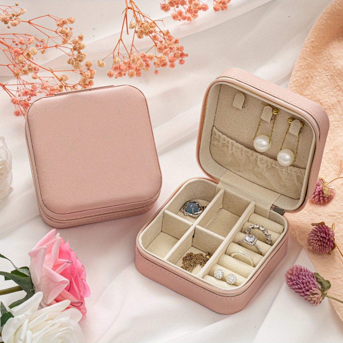 Personalized Name Jewelry Storage Box with Floral Design