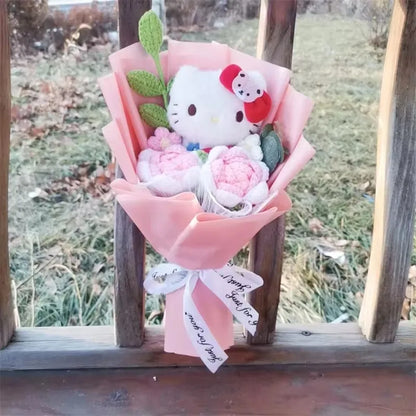 Cute Cat Plush Bouquet with Rose