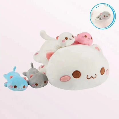 Adorable 47cm Mother Cat with 4 Mini Kittens - Perfect Gift for Kids!