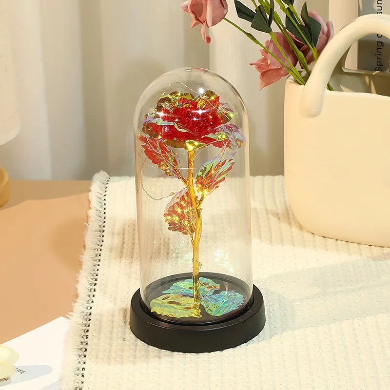 Galaxy Eternal Rose in Dome with LED Lights - Romantic Gift for Valentine's Day, Mother's Day, Wedding