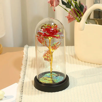 Galaxy Eternal Rose in Dome with LED Lights - Romantic Gift for Valentine's Day, Mother's Day, Wedding