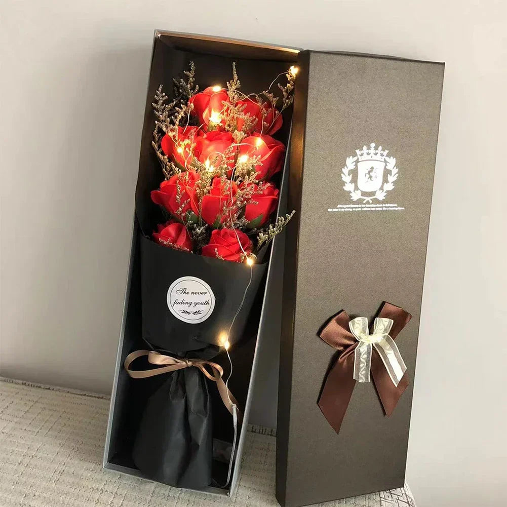 Lighted Soap Rose Bouquet Gift Box for Valentine's Day