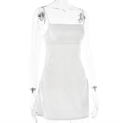 Satin Square Neck Strappy Mini Dress