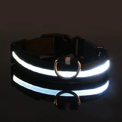 LED Nylon Dog Collar Night Safety Flashing Glow Luminous