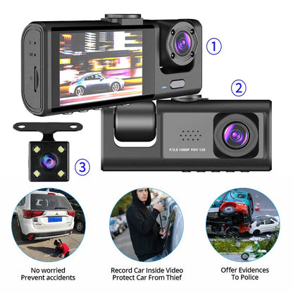 Three Channel Car Hd Dashcam