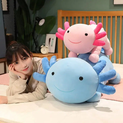 Giant Axolotl Plush Toy Colorful Stuffed Salamander Long Pillow for Kids